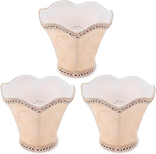 3 pantallas de lámpara de araña, estilo europeo moderno con clip en tela para lámpara de pared Droplight, lámpara de vela, 3.1 pulgadas superior x
