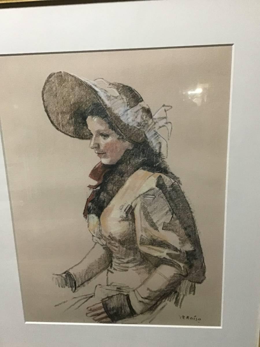 Amazon.co.jp: 小磯良平 複製画 外国婦人 女性像 人物画 額装 PRINTED 