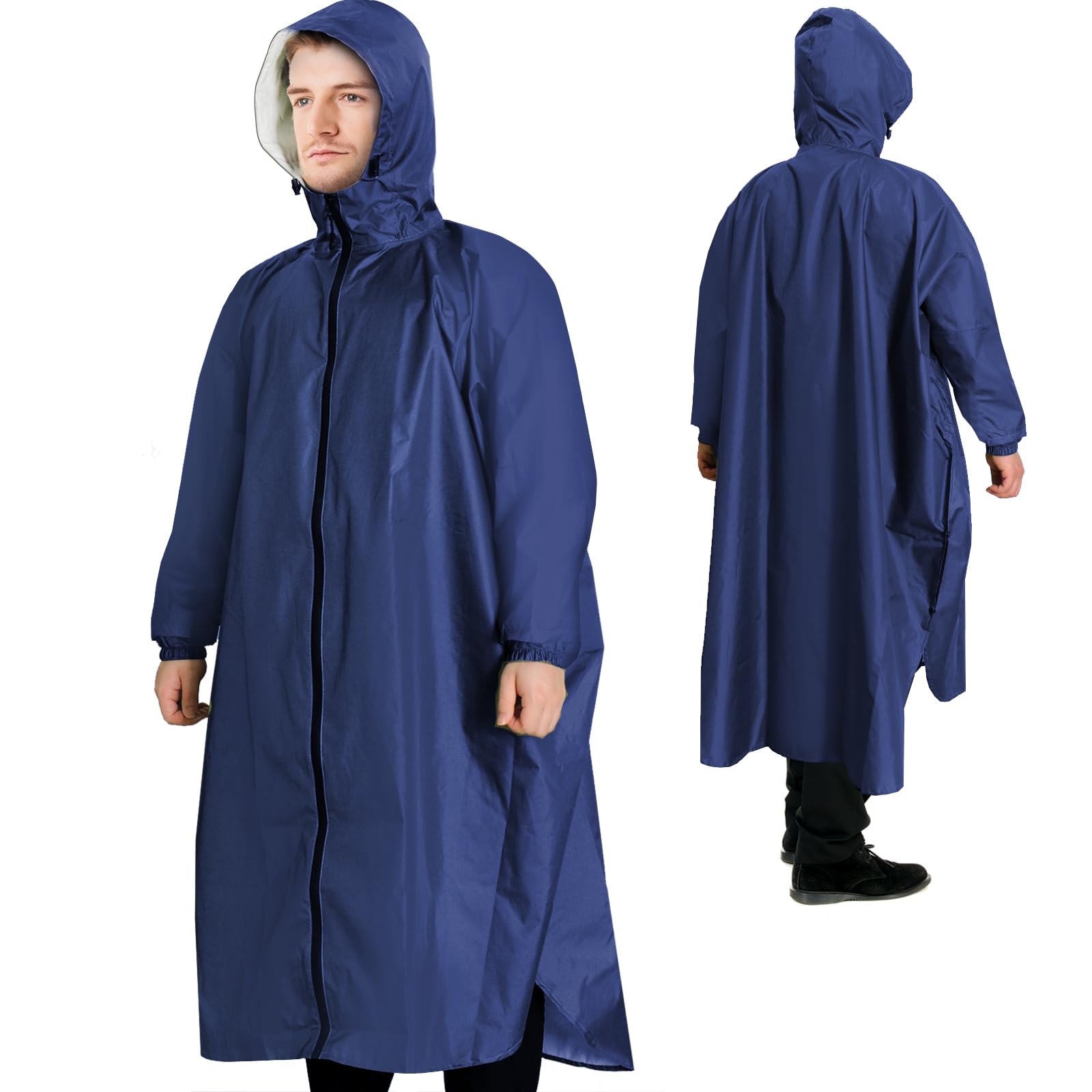 ANYOO Chubasquero Mujer Hombre Impermeable Poncho de Lluvia Portátil Ligera con Mangas Largas para Senderismo Al aire libre Ciclismo, Talla única