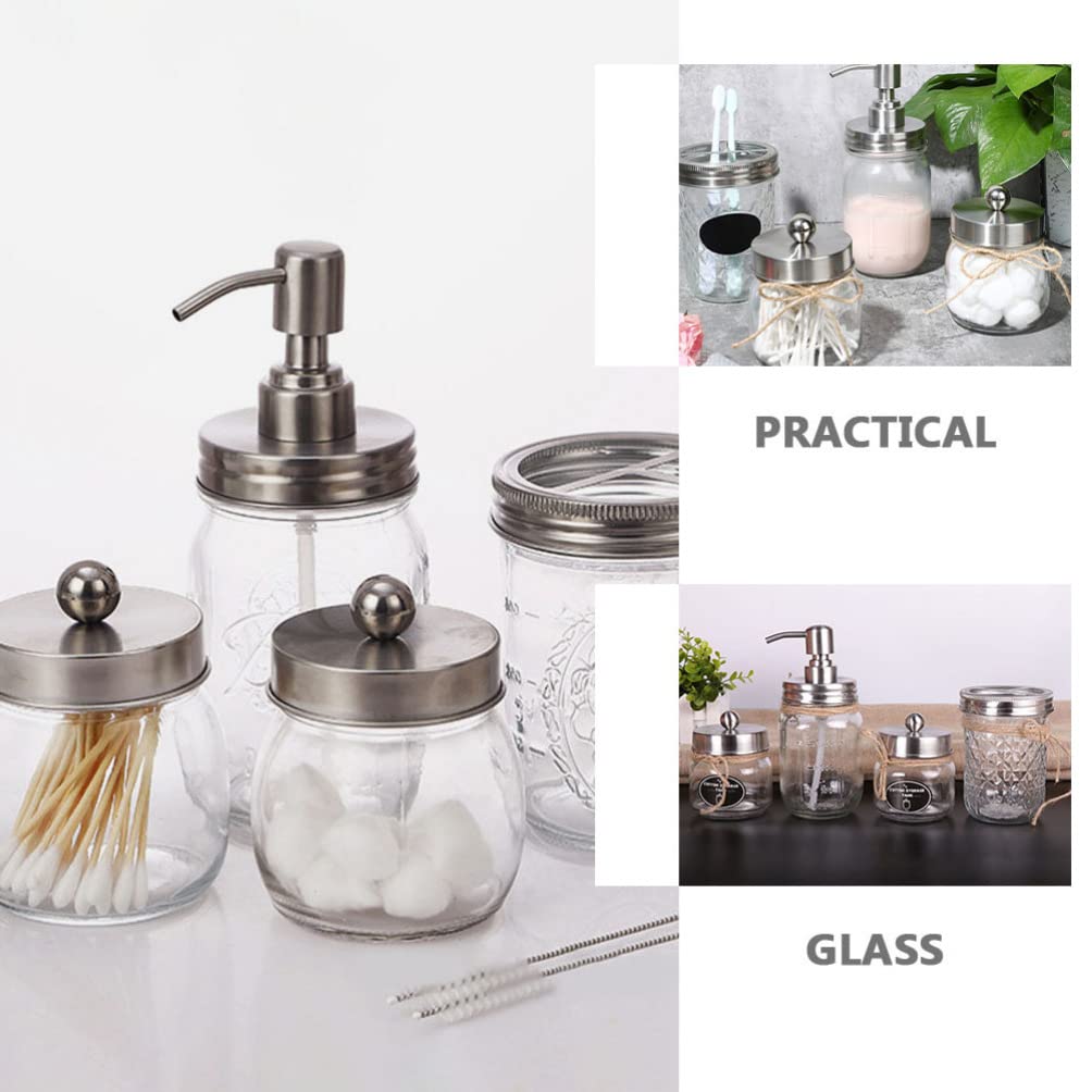 FRCOLOR Vasos para Cepillos De Dientes Accesorios De Baño Botella De Loción De Vidrio Porta Hisopos para Baño y Aseo Personal