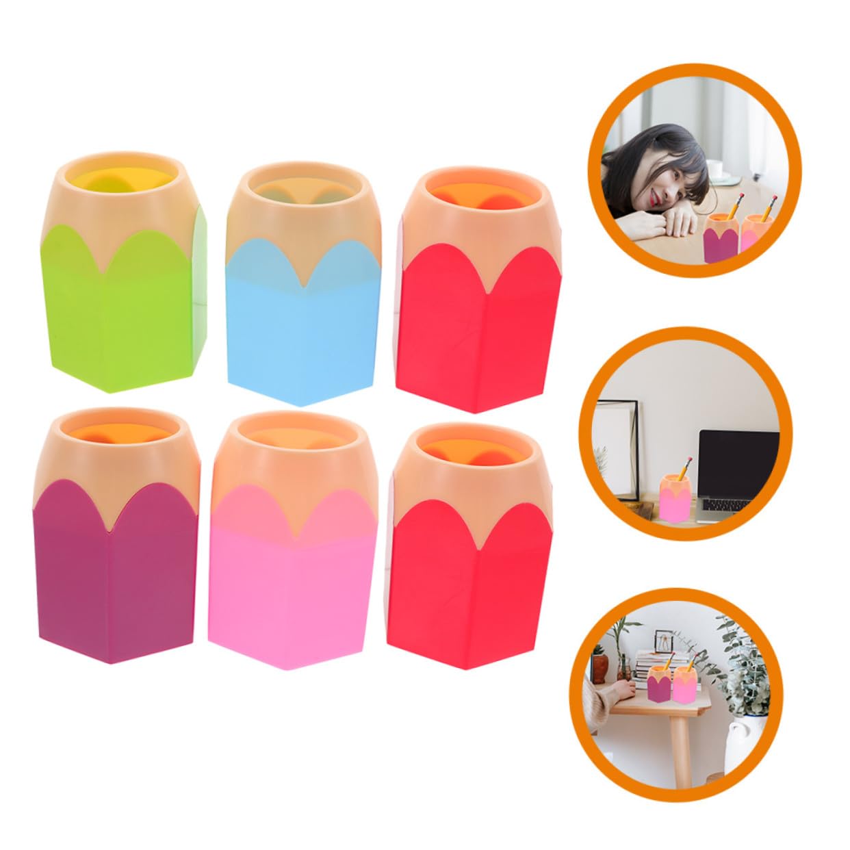 NUOBESTY Bunter Stiftehalter Platzsparend und Stilvoll Zufälliger Stil aus ABS 6 Stück mit Großem Öffnungsdesign für Schreibtisch für Abschlussatmosphäre im Klassenzimmer