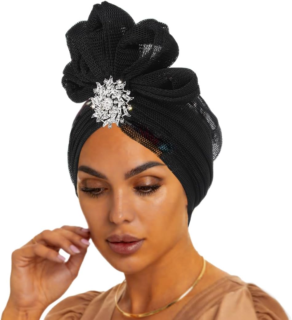 Headwrap African Turban Rhinestone Rope Knot Sequins Bow Designs Head Turban for Women Fashions