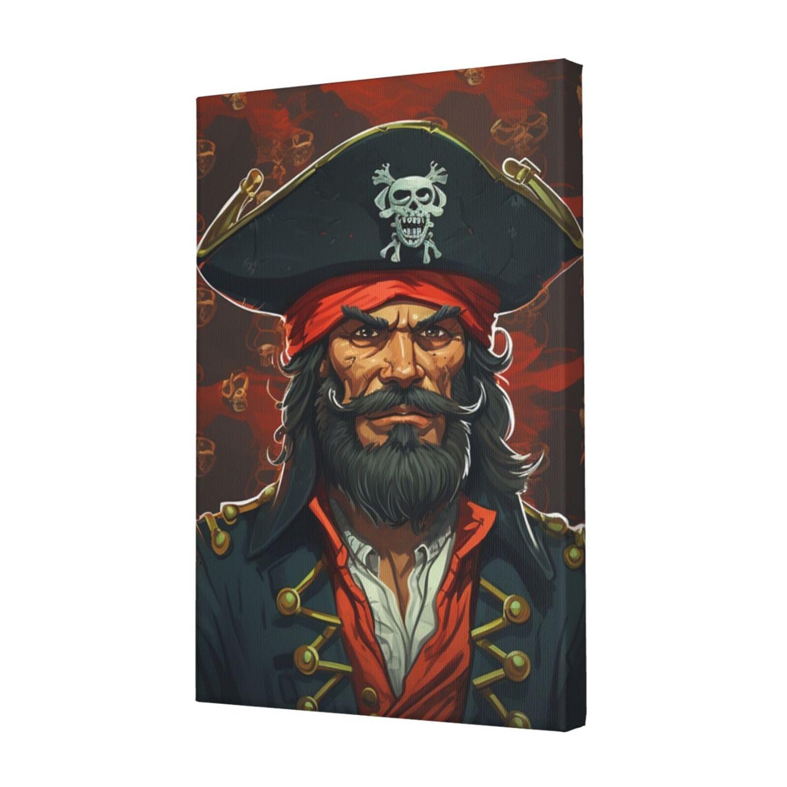 FodPand Pirate Captain Canvas Wall Art for Living Room Wall Decor 12"x18" Modern Artwork Painting Pictures Hanging Canvas Prints Aesthetic Wall Art for Bedroom Bathroom Office Wallart Decor
