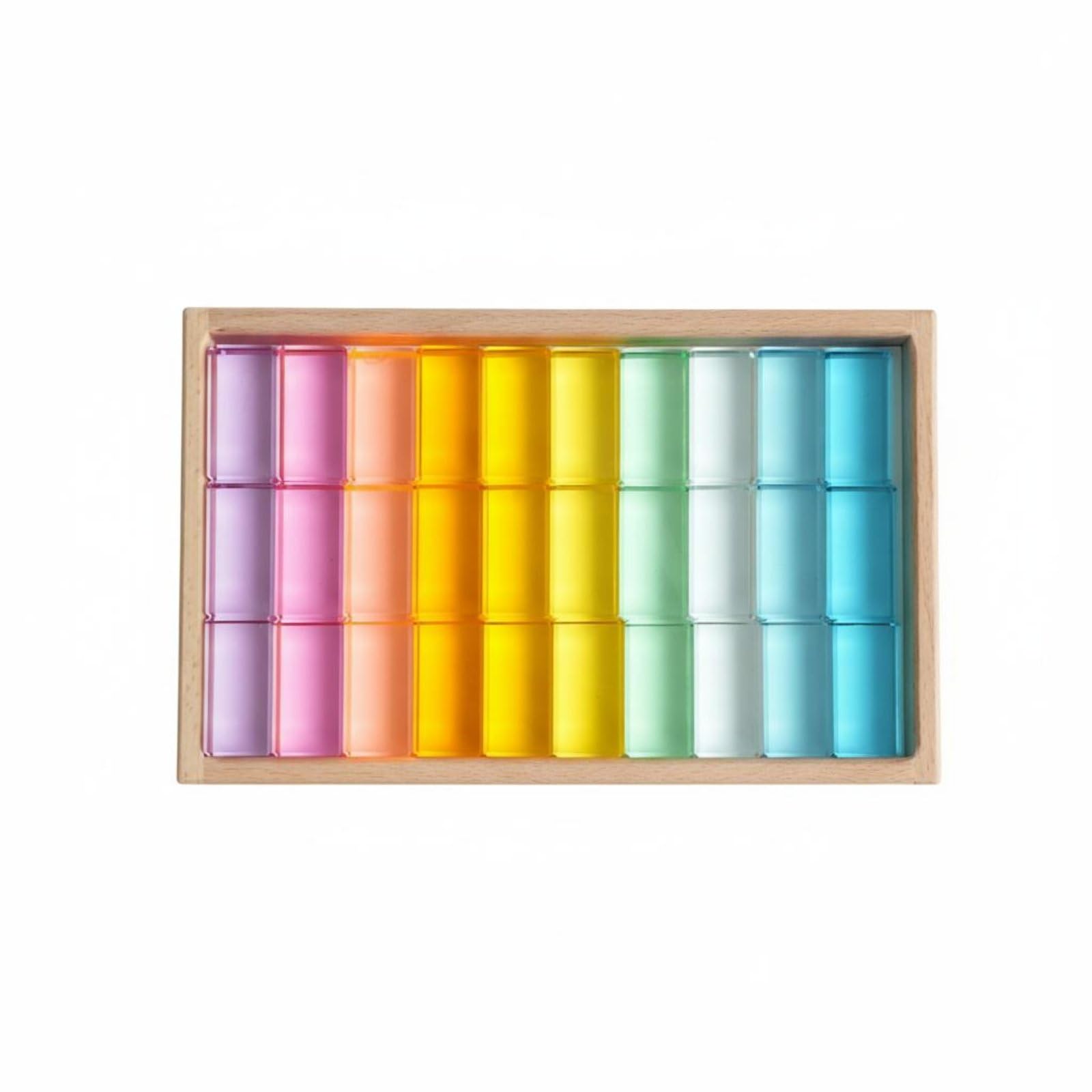 Bloques de Construcción Acrílicos Juego Constructivo Educativo Piezas Coloridas Acrílico Transparente Desarrollo Lógico Adecuado para Escuela Hogar Regalo Infantiles, Macaron 30PC