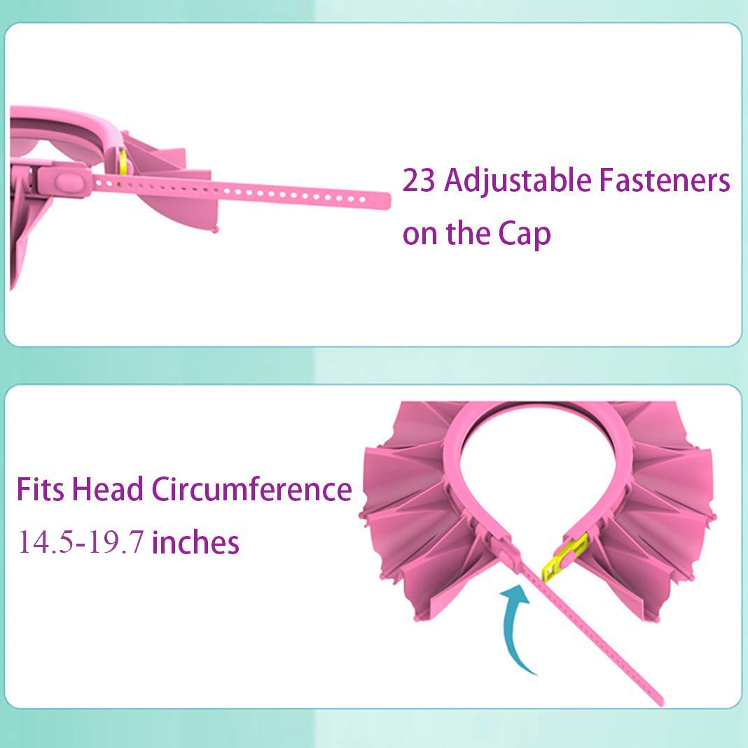 Baby Shower Cap Silicone Bathing Hat, Adjustable Shower Cap Kids, Infants Soft Protection Hat Safety Visor Cap Hat for Toddler Children (Pink, Small Size(0-8 Years old/14.5-19.7 Inches))