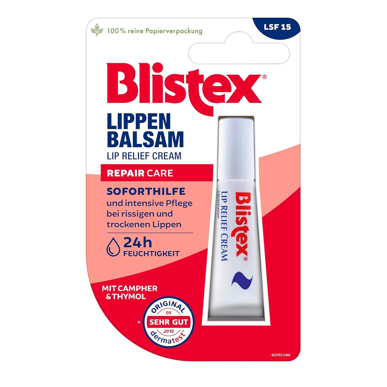 Blistex Balsamo per labbra Intensive Care, senza petrolati, da 6 ml, con SPF 15 (etichetta in lingua tedesca)