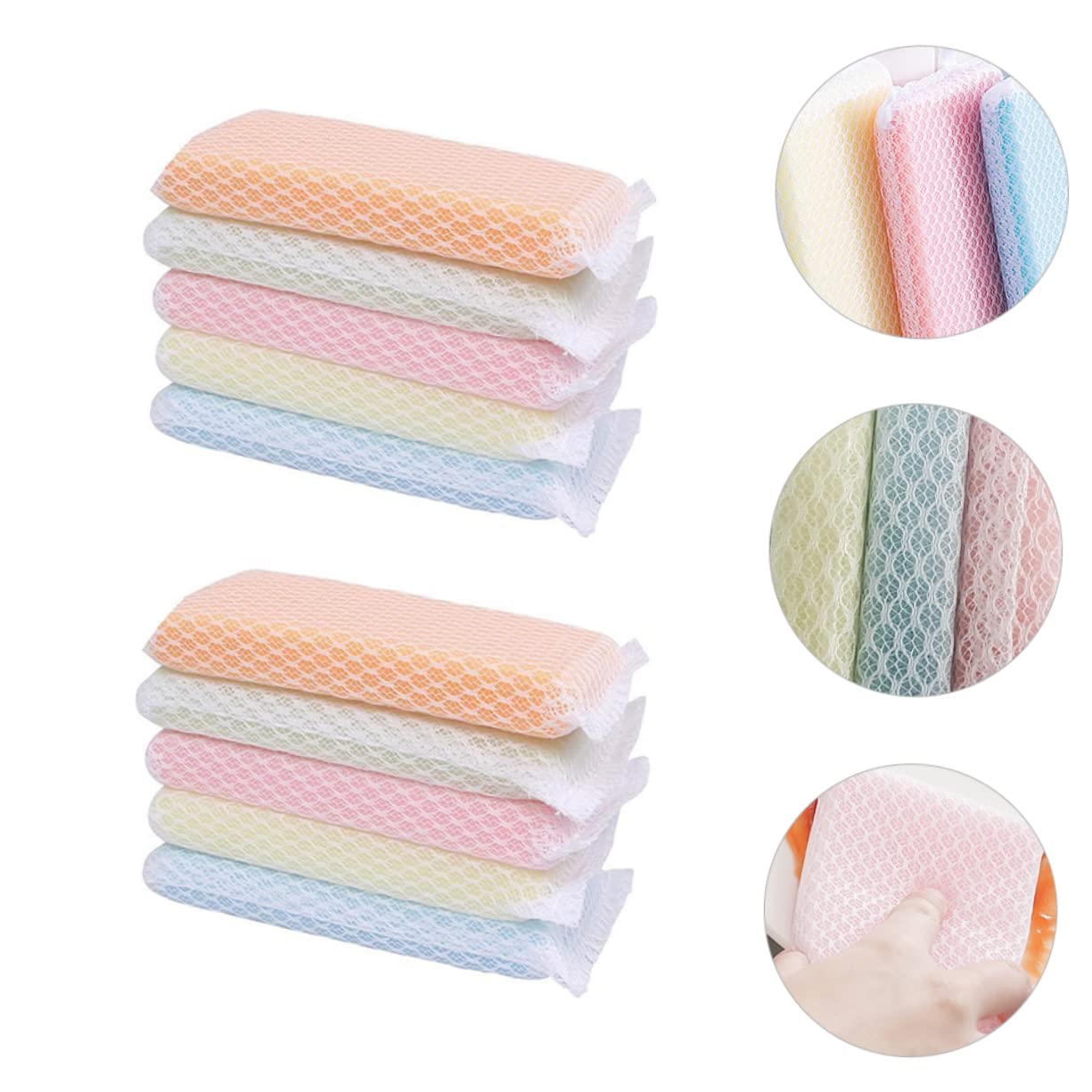 FOMIYES 10 Pack Kitchen Sponges Dish Washing Scrubbers Scouring Pad Sponge Scrubber Dish Cleaning Dishcloth Cleaning Pad Random
