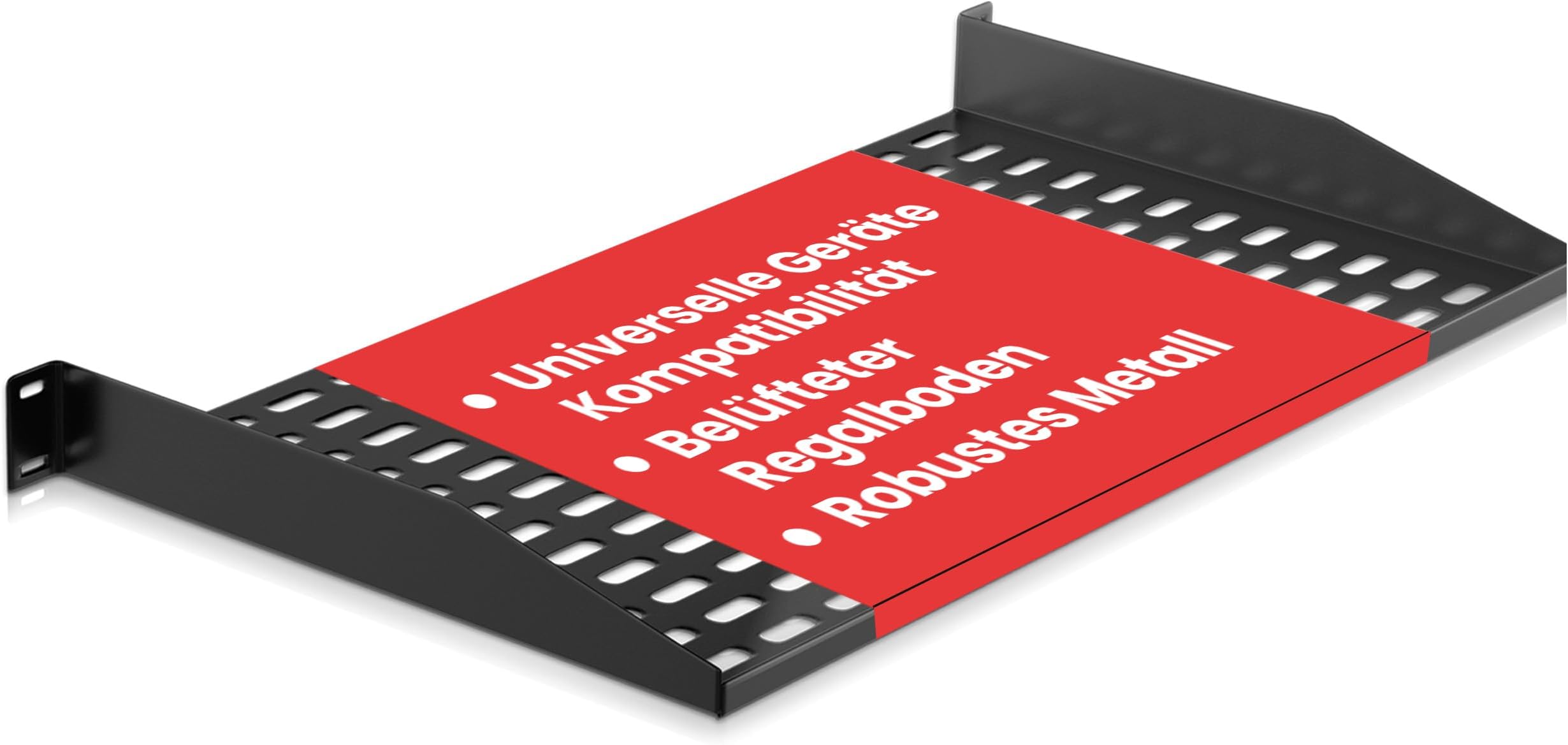 1U Server Rack Shelf | 19” (48.3 cm) Universal Rack Mount Tray for AV & Network Equipment | Heavy-Duty Steel Ventilated Shelf | 110 lb (50 kg) Capacity