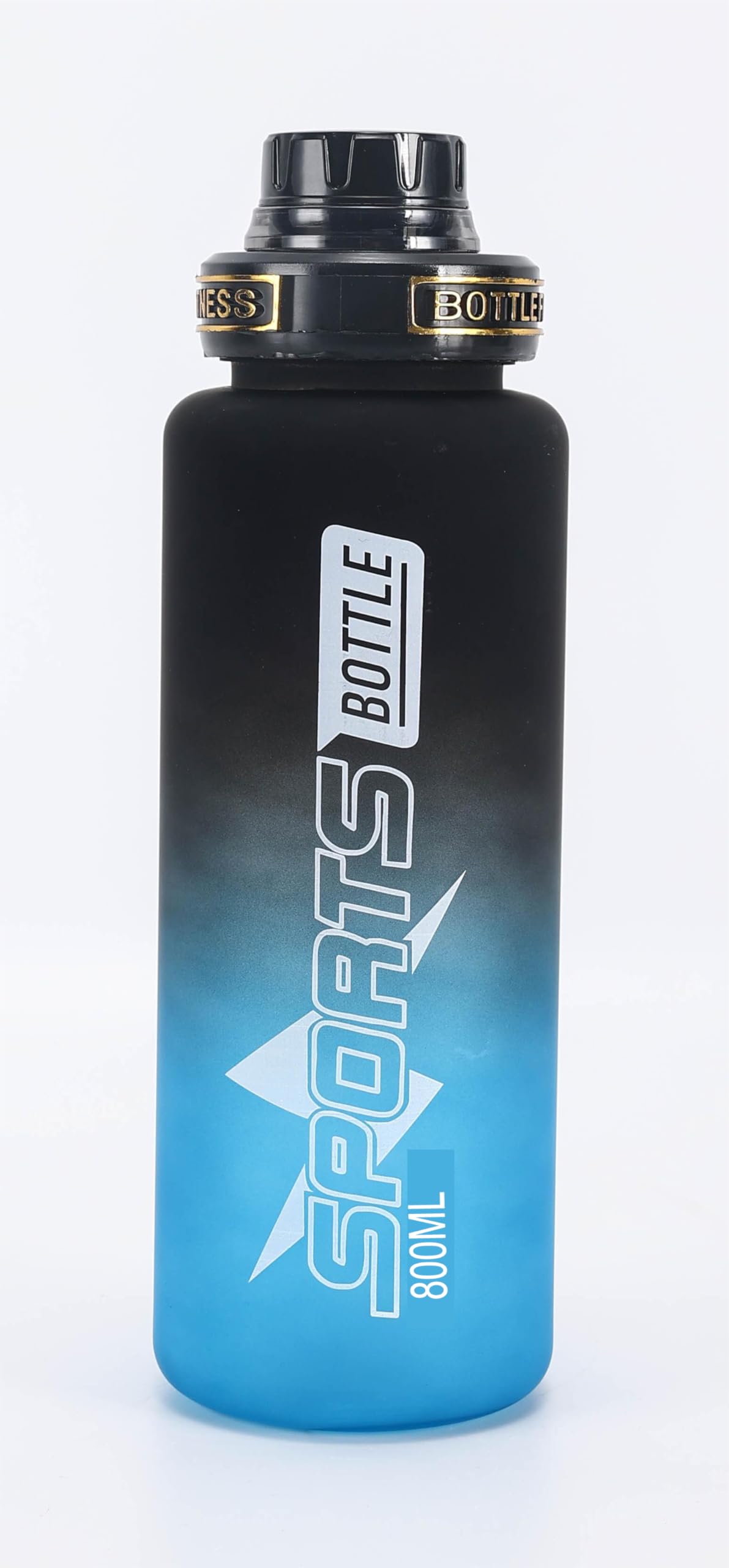 FFA SPORTS Fitness for allSports Water Bottle, 800 ML with Time Marker | BPA Free | Gym Outdoor Sports (Blue and Black)