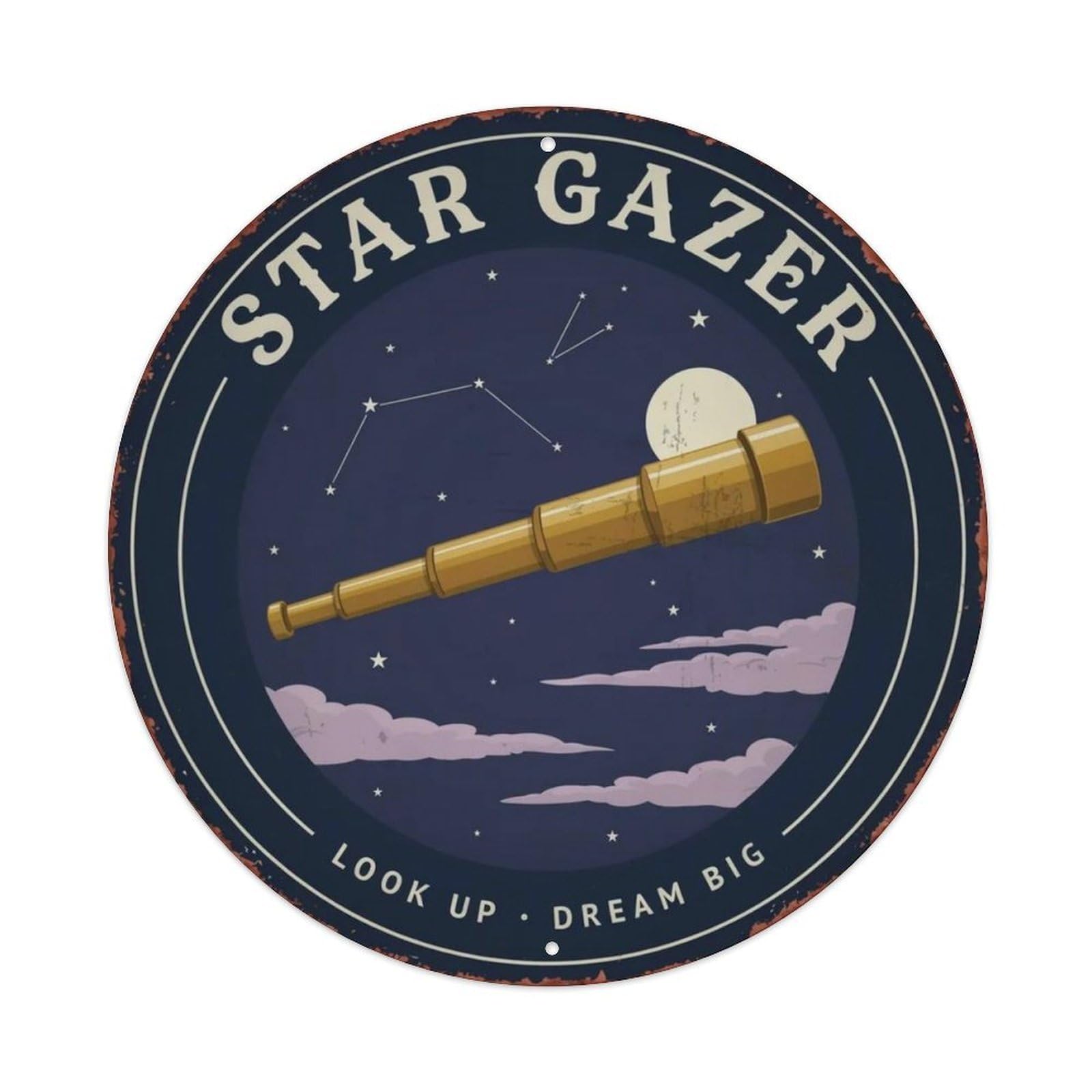 Star Gazer Metal Tin Sign Plaque