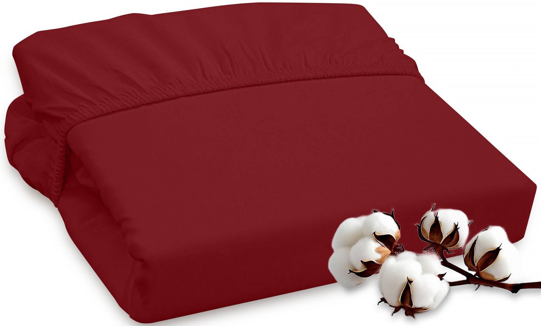 Photo 1 of ROYALE LINENS 300 Thread Count 100% Long Staple Combed Cotton Fitted Sheet Twin - Super Soft Deep Pocket Bottom Sheet - Fitted Sheets Only - Elastic Sheets (Twin, Red)