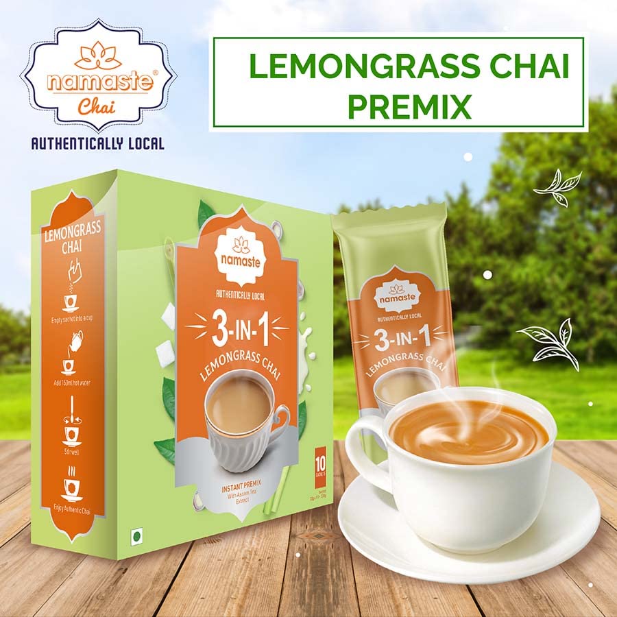 Miniatura 4 de Namaste Chai Bolsa de té de hierba de limón en polvo, té Assam con leche y azúcar, premezcla instantánea  0.78 oz x 10 sobres