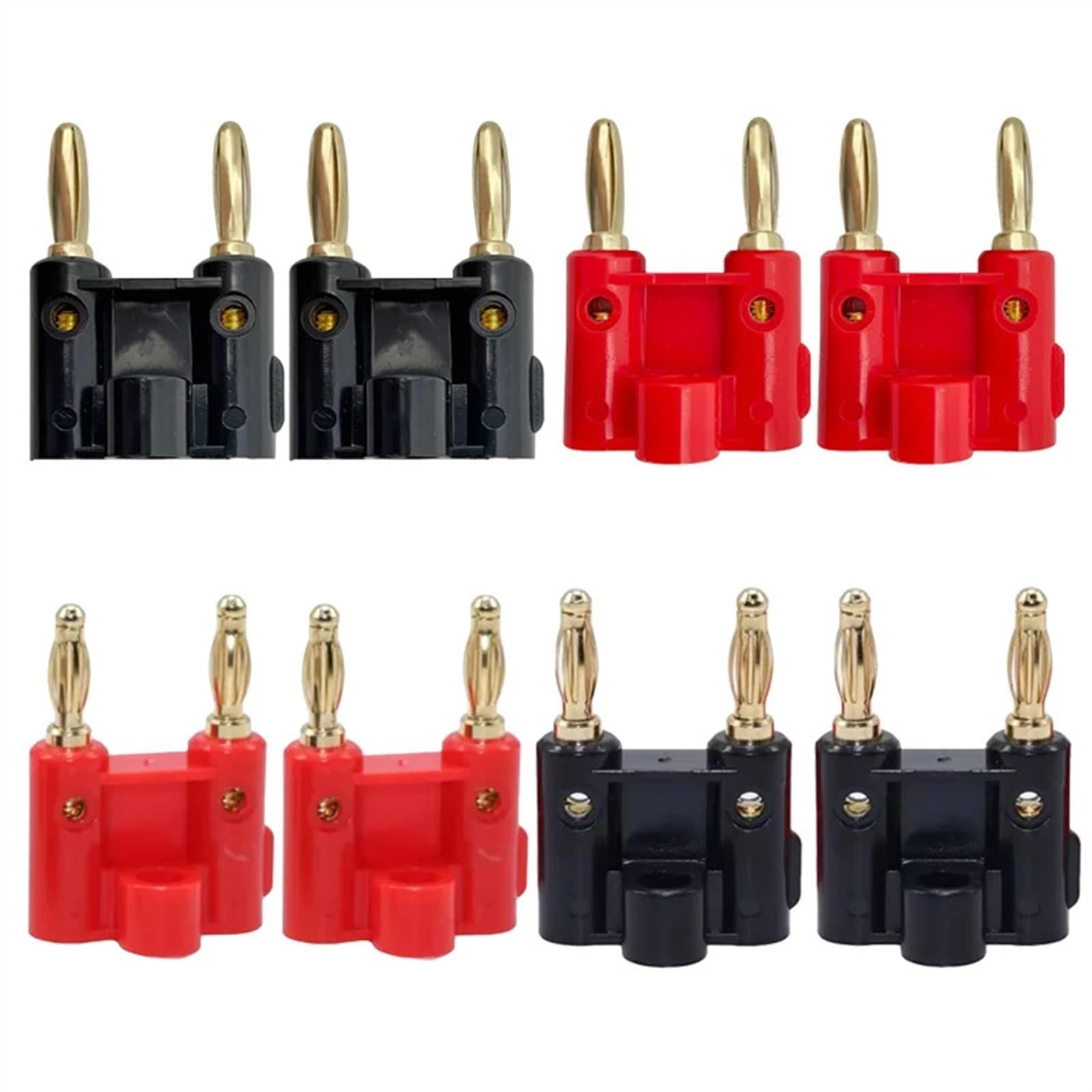8/40 pièces plaqué Or Noir Rouge Double rangée fiche Banane mâle Haut-Parleur fiches Couple connecteur de Terminal for Fils câble(B 8Pcs)