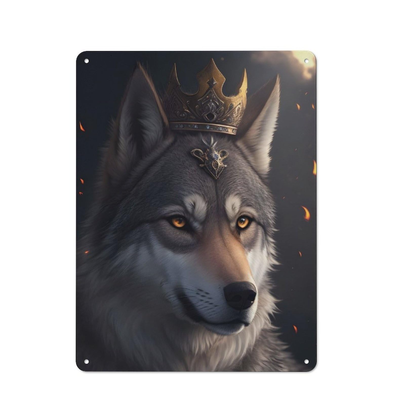 Junmoney Wolf King Funny Retro Vintage Metal Sign 40X30cm, Restaurant Wall Art For Coffee Bar, Small Shop Or Dining Room