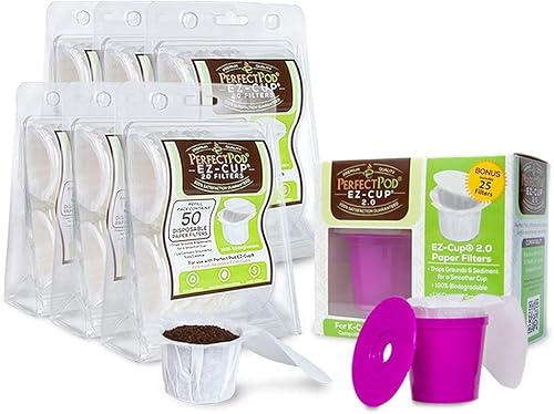 Perfect Pod Bundle Paquete de iniciación EZ-Cup 2.0 y 6 filtros de papel desechables EZ-Cup con tapa (300 filtros)