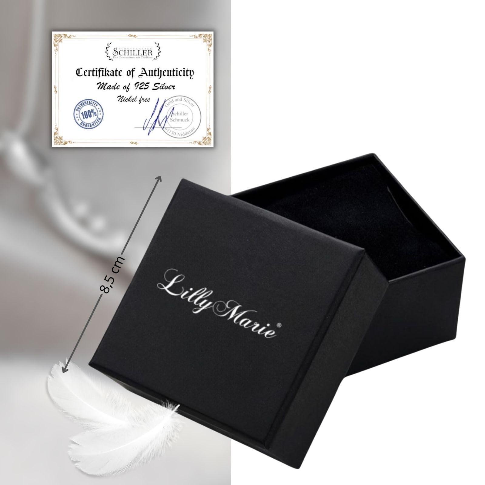 LillyMarie Damen Silber-Schmuckset Sterling-Silber 925 Anhänger Welle Kristalle längen-verstellbar Schmucketui Hochzeitsschmuck
