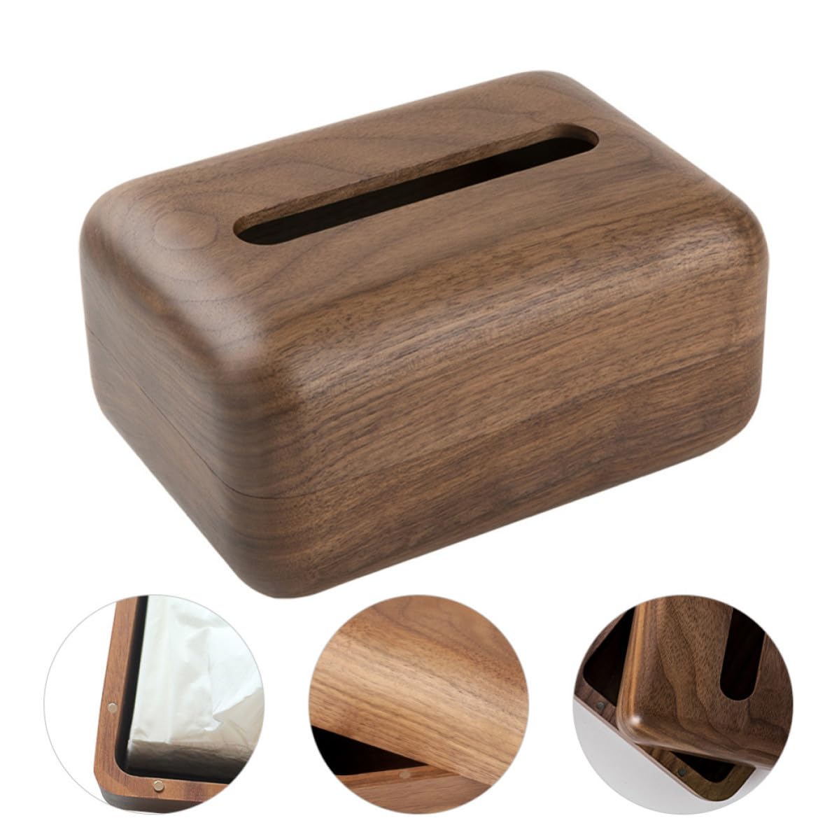 Legno Scatola Porta Fazzoletti Marrone per Tavolo, Ufficio