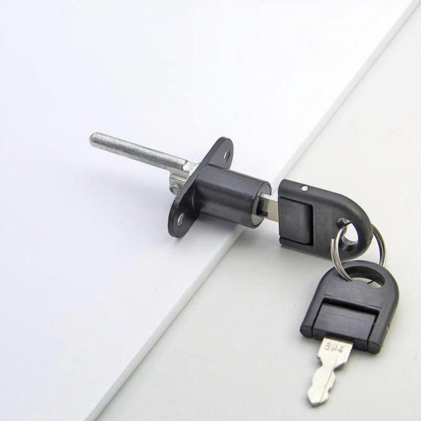 Drawer Lock Plunger Lock Security Cylinder Office Desk Cabinet Black 16cm #B-image-42