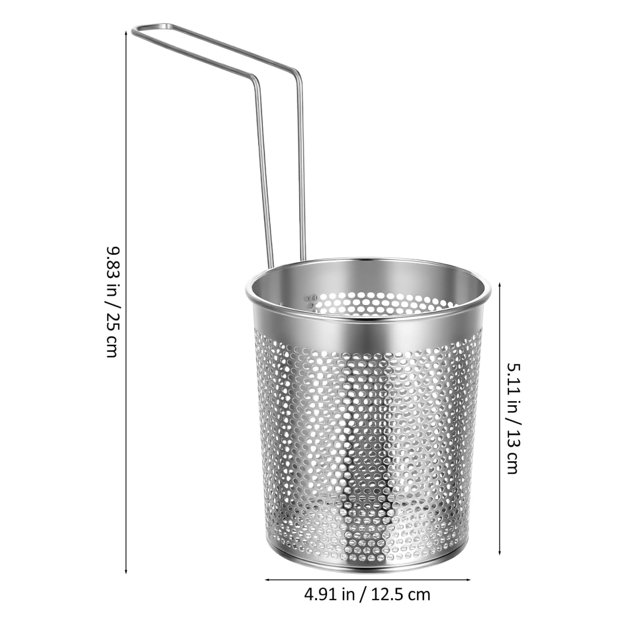 Hemoton Panier à pâtes pliable en acier inoxydable avec poignée, panier à pâtes Hotpot Accessoires Passoire de cuisine pour pâtes, boulettes, légumes et fritures, (diamètre 13 cm)