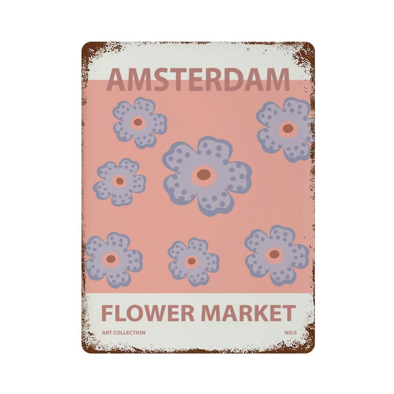 xiaoxiaoshen Amsterdam Flower Market Floral Wall Decor Art Metal Tin Poster Modern Home Decor Art Home Bar Shop Decorations Vintage Sign 40x30cm