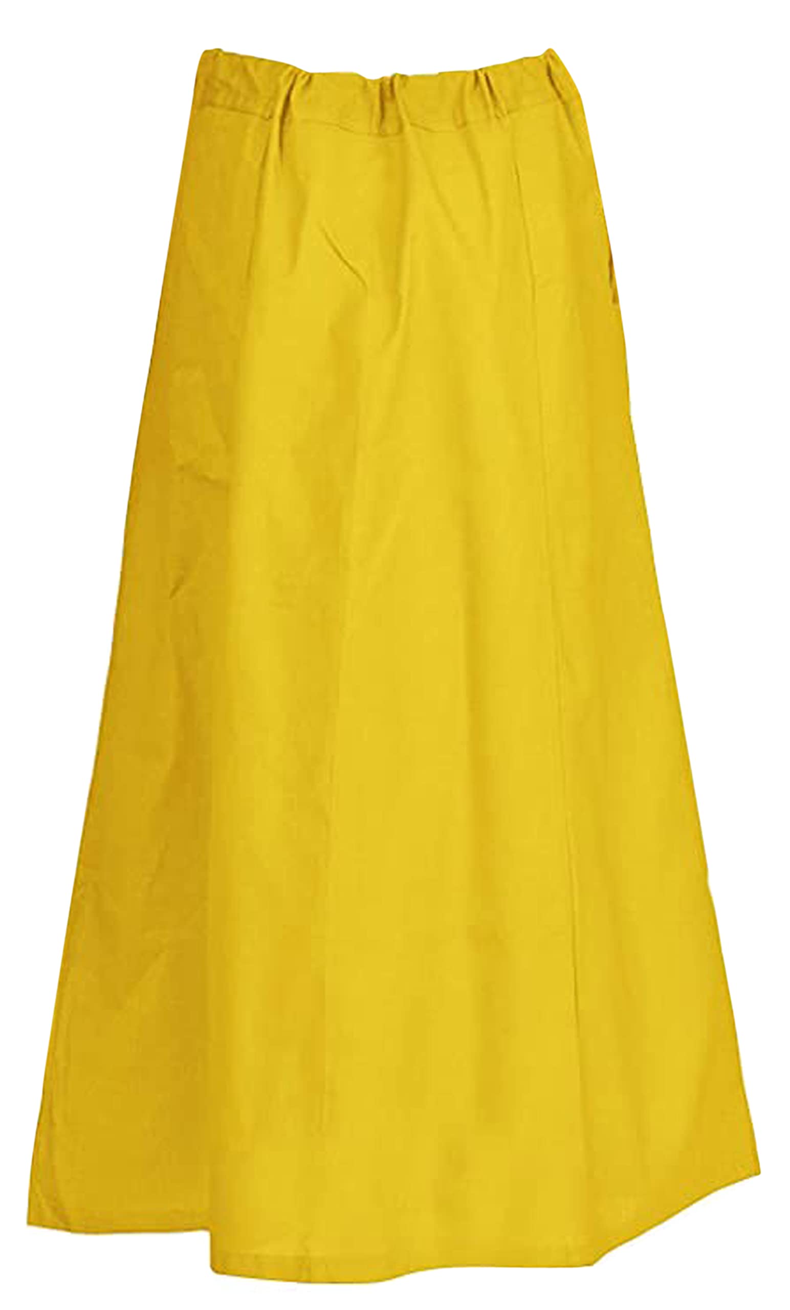 Fashnkart Cotton Petticoats For Women Indian Saree Underskirt Stitched Solid Drawstring Adjustable Waist Sari Yellow