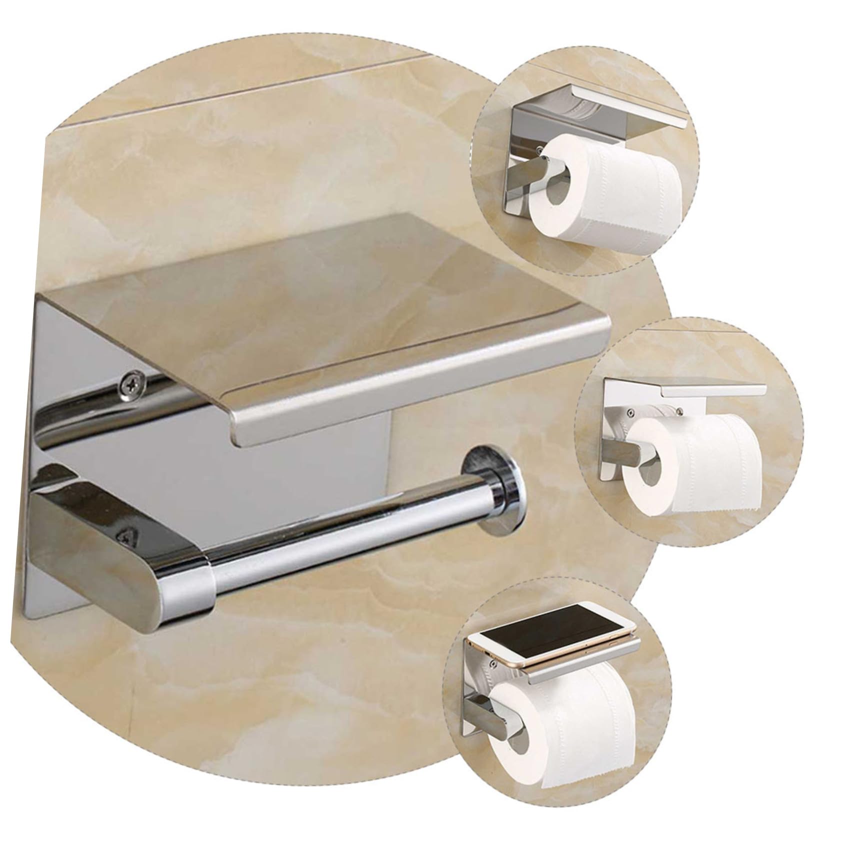 Baluue Portarrollos de Papel Higiénico Multifuncional Estante de Almacenamiento para Baño y Cocina de Acero Inoxidable