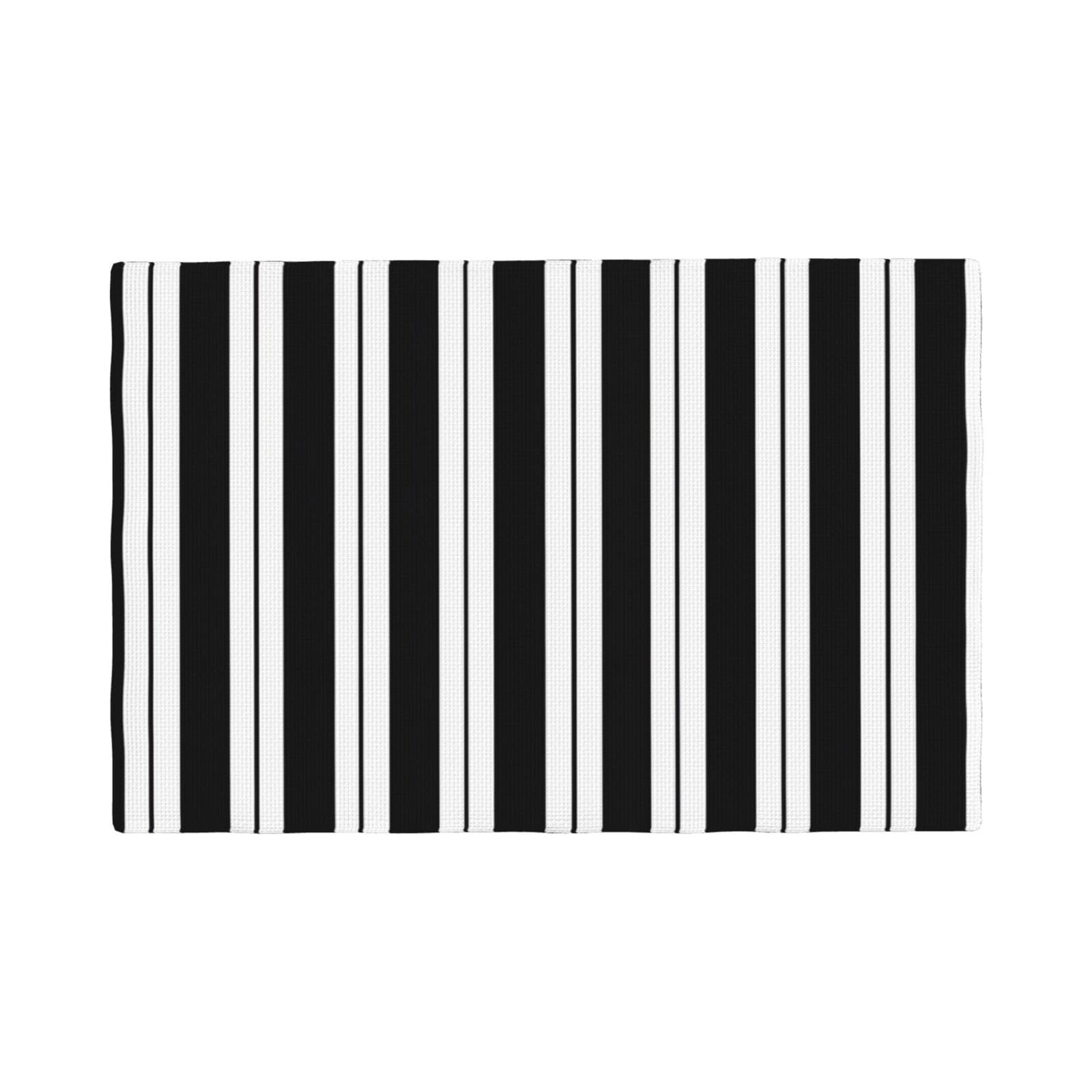Lhfiohirg Six Piece (Black & White Stripe) Set Of 6 Heat Resistant Placemats Non-Slip Faux Linen Dining Table Mats Reusable Table Decor For Kitchen Home Party
