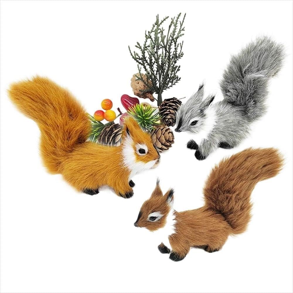 JIzian 2Pcs Grey Mini Simulation Plush Squirrel 10cm Mini Squirrel Stuffed Animals Plush Rabbit Soft for Gift Home Decor Place Table Decorations Ornament Room Decorations - Image 4