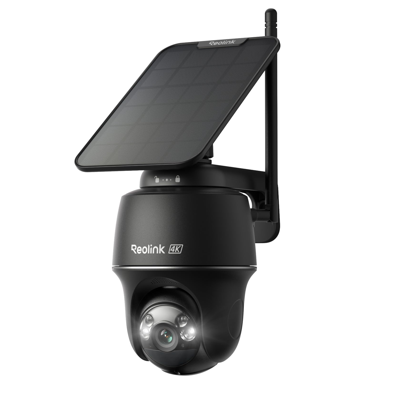 REOLINK 4K Solar Security Cameras Wireless Outdoor, 360° Pan Tilt, 8MP Color Night Vision, 2.4/5 GHz Wi-Fi 6, No Monthly Fee, Home Hub Compatible, Argus PT 4K+ 3W Solar Panel (Black)