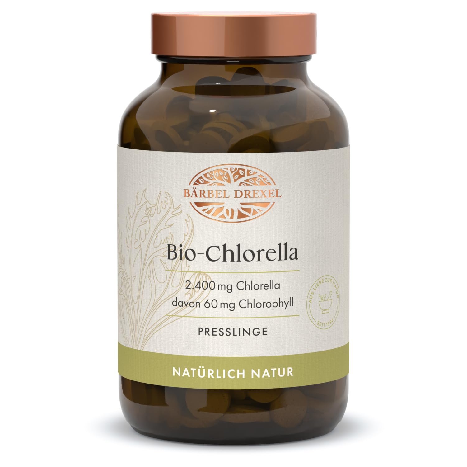 Chlorella Presslinge mit 2400 mg Algen-Pulver pro Tagesdosis ohne Zusätze, Vegan (360 Stk) 100% Vegane Herstellung Deutschland Chlorophyll Tabletten Naturheilkunde BÄRBEL DREXEL®