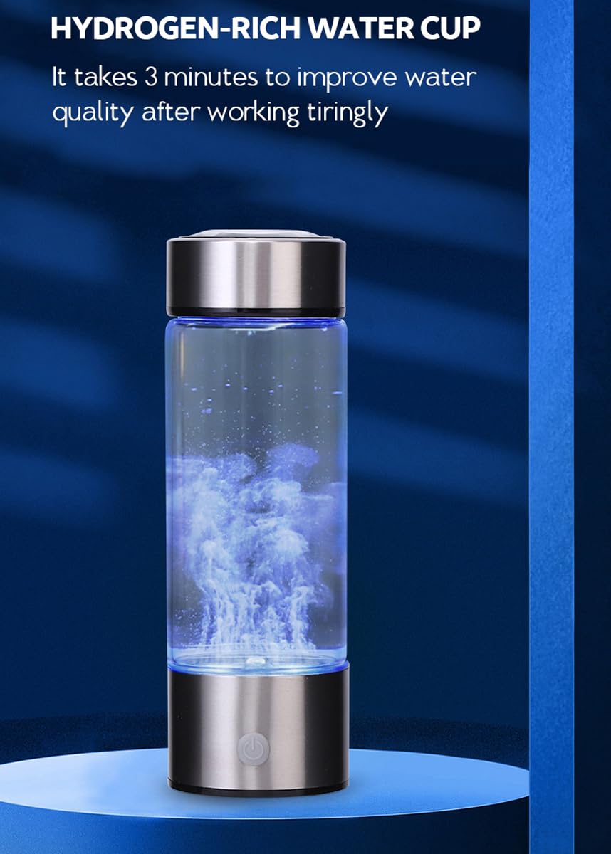 DOCIM Bottiglia Portatile del generatore di Acqua di idrogeno, Macchina Ricaricabile dello ionizzatore dell'Acqua della Tazza di Vetro dell'Acqua di idrogeno,Rosso