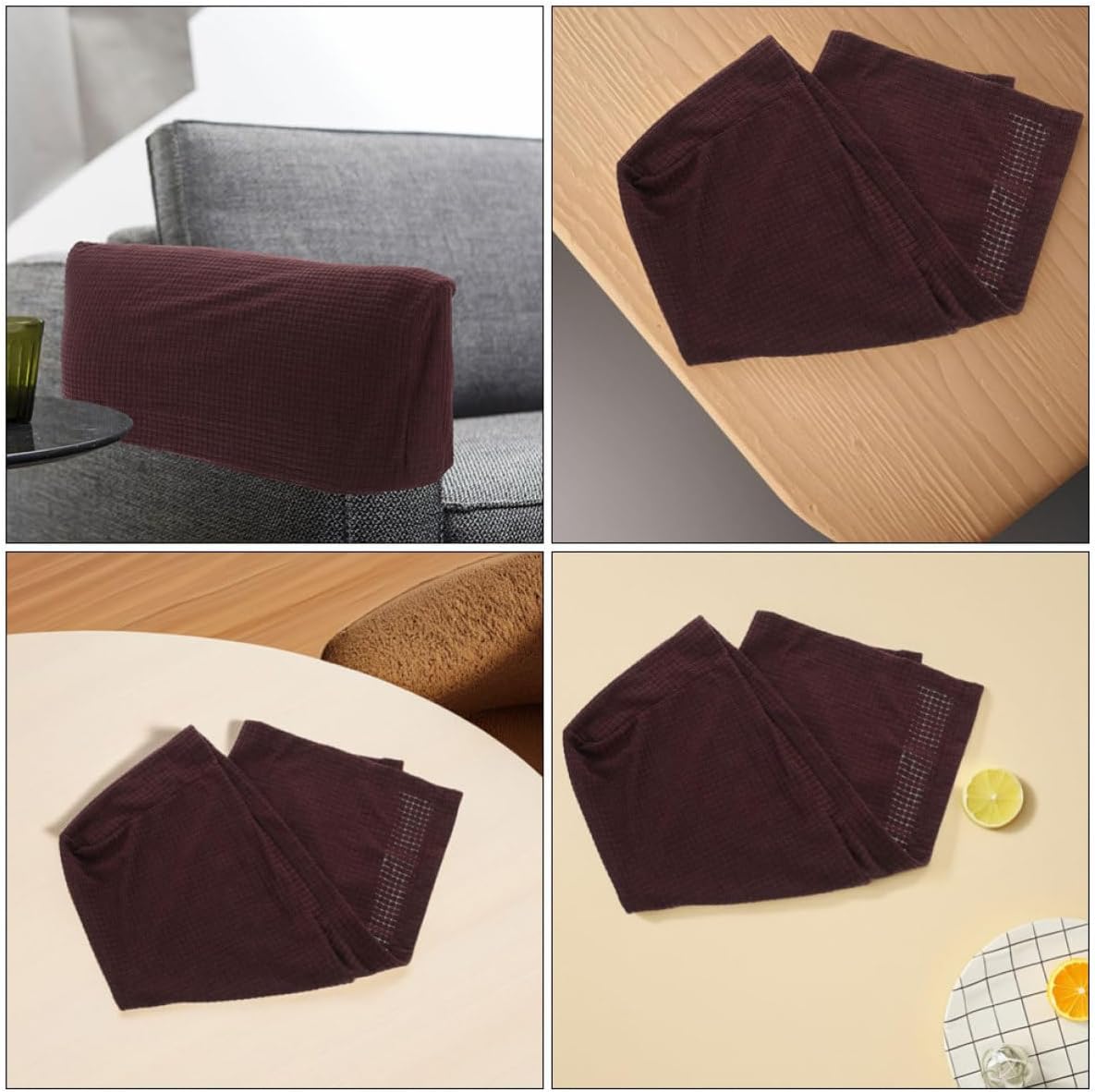 VOSAREA 1 Pair Waterproof Sofa Armrest Covers Non-Slip Elastic Polyester Stretch Arm Caps for Sofas Practical Protection and Luxury Style Decoration