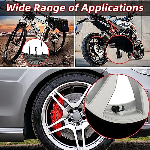 Ziciner 4 Pcs Tire Valve Stem Cap Cover, Dustproof Rubber Ring Plastic Lining Valve Cover, Metal Cap Corrosion Resistant Leak-Proof, Decorative Accessory Fit For Car, Truck, Motorcycle, Bike(Black) #TOP4