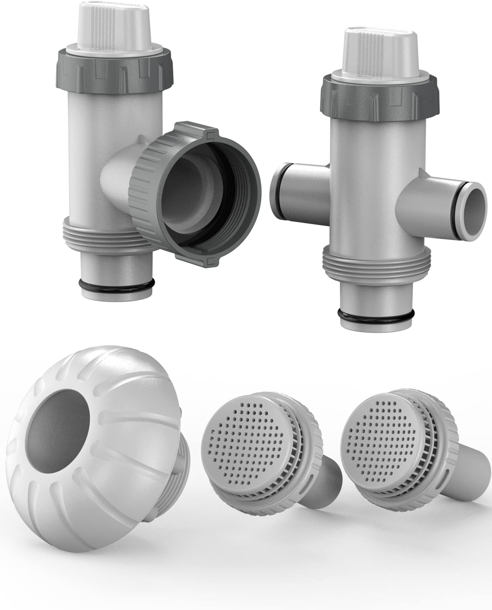Replacement Pool Parts Kit for Above Ground Pool, Pump Parts with Dual Split Plunger Valve, Shut Off Valve, 1.5" Inlet Water Nozzle, and 1.25" Outlet Strainer