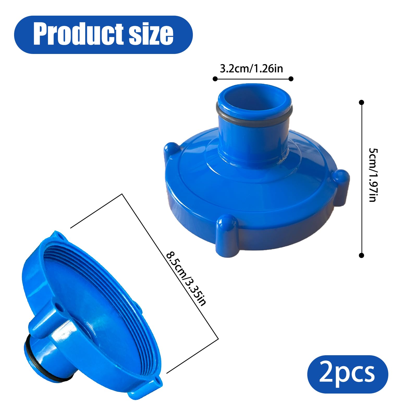 Poolsauger Adapter 80mm Auf 32mm - 2 Stück Graue Adapter Für Poolreinigung