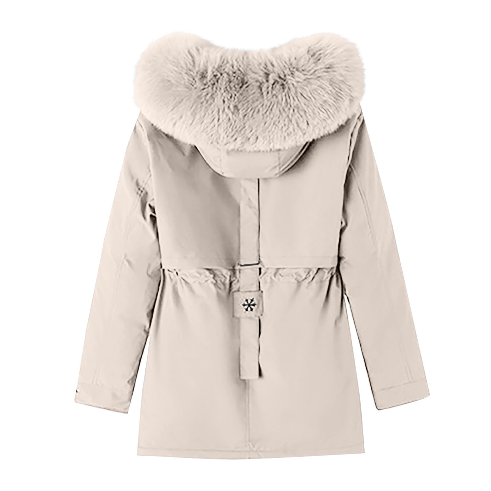Generisch Płaszcz zimowy damski, futrzany kaptur, średniej długości, kurtka zimowa, ciepła podszewka, gruby płaszcz, zimowa podszewka, elegancka parka outdoorowa, wiatroszczelna, kurtka narciarska