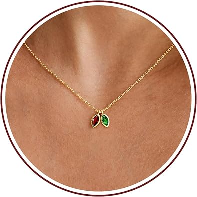 Birthstone Necklace for Women Dainty Gold Necklace with 2 Birthstone Christmas Stocking Stuffers Teen Girl Gifts Trendy Stuff Birthday Gift Moms 2025 Graduation Gift Adjustable Anniversary Jewelry for Daughter Girlfriend Friend