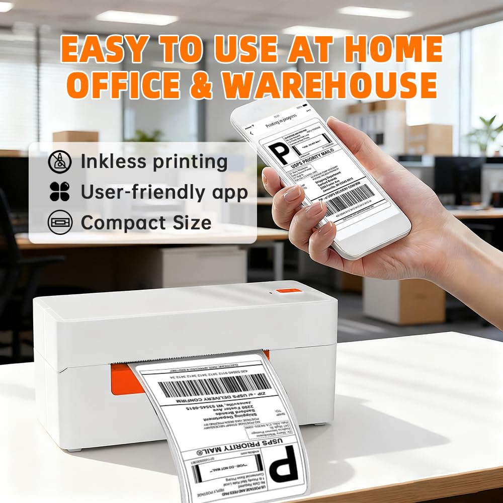 A81-Pro termiczna drukarka etykiet 4 x 6, bezprzewodowa drukarka etykiet wysyłkowych Bluetooth do szybkiej wysyłki e-commerce, kompatybilna z Amazon, Ebay, Shopify, Small Business, iOS