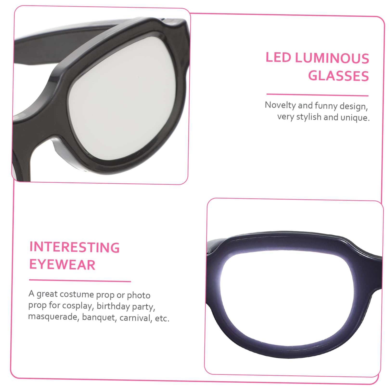 VALICLUD Gafas LED Luminosas Carga Usb, Plástico Negro para Fiesta