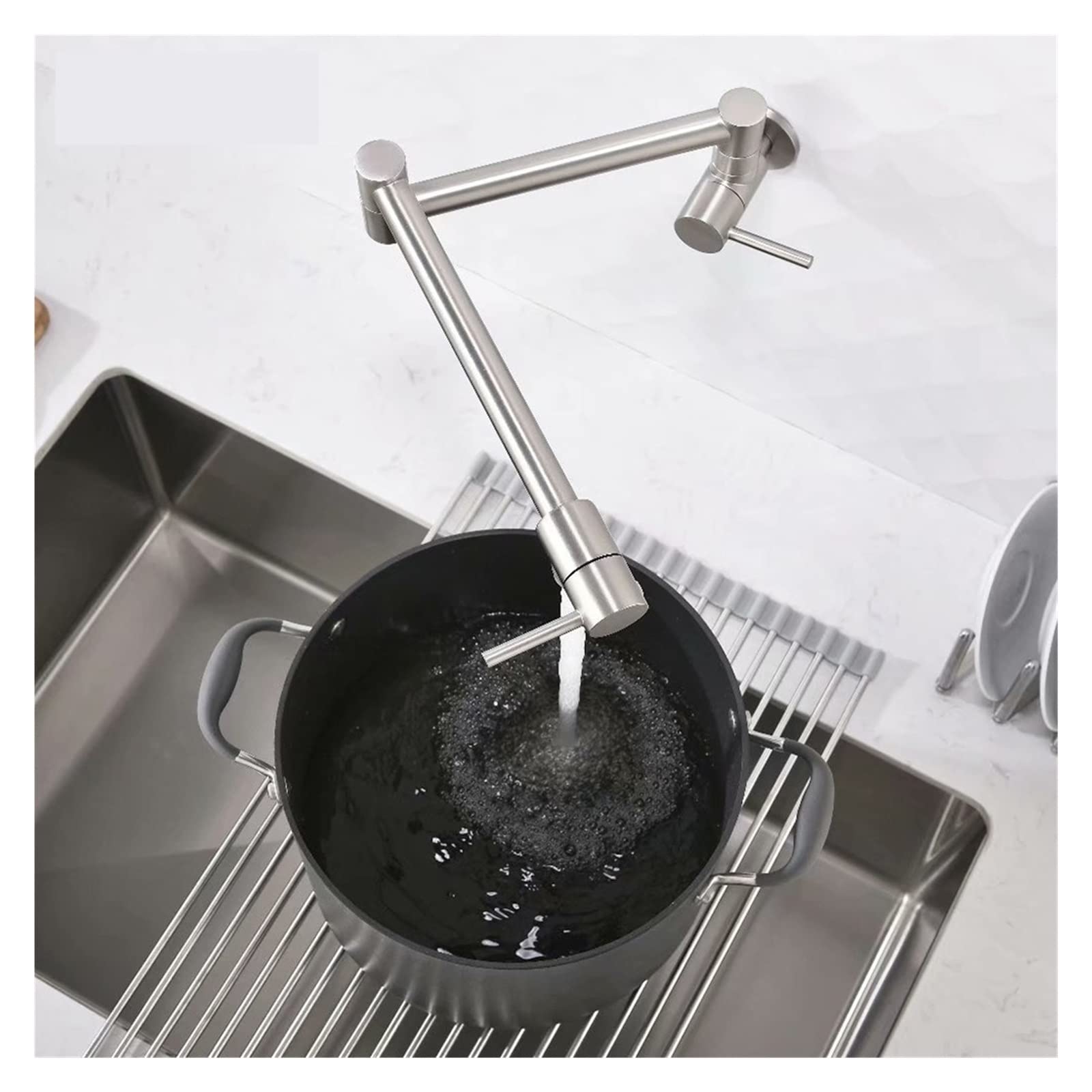 Rubinetti per lavello da cucina, Brass Wall Wall Monted Cucina Ruzio Restrozzoso POUCET Growing pieghevole REGLI RETRABILE REGLITTO REGLIFICA DASCHET DACKET TACE. per lavello Vanity Rv Bar(Chrome)