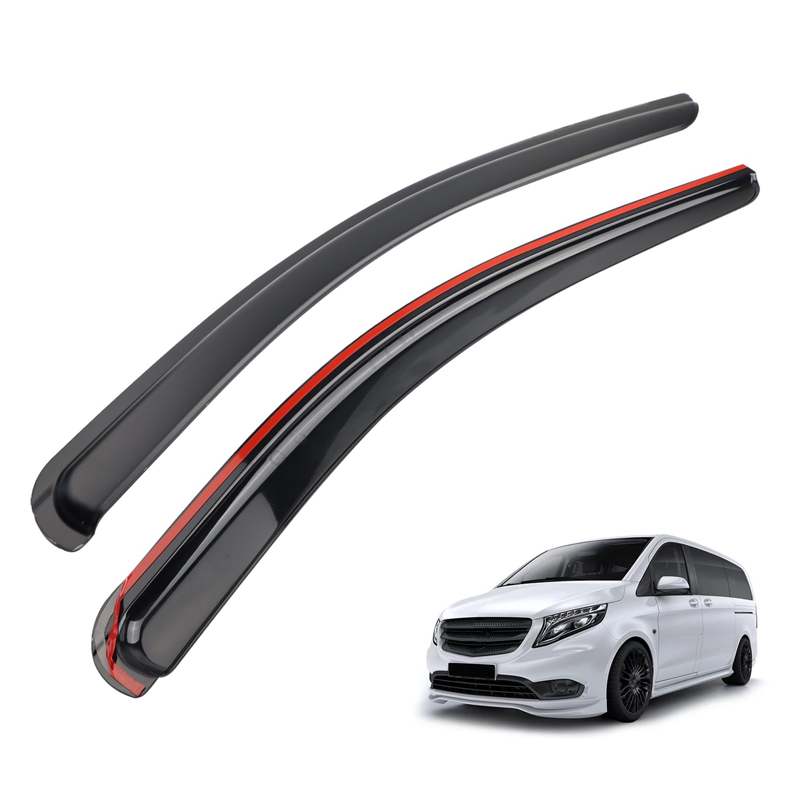 Windabweiser kompatibel mit Mercedes Vito und V-Klasse (Karosserie W447) 2014+ Autofenster Regenschutz Regenabweiser 2 Stück