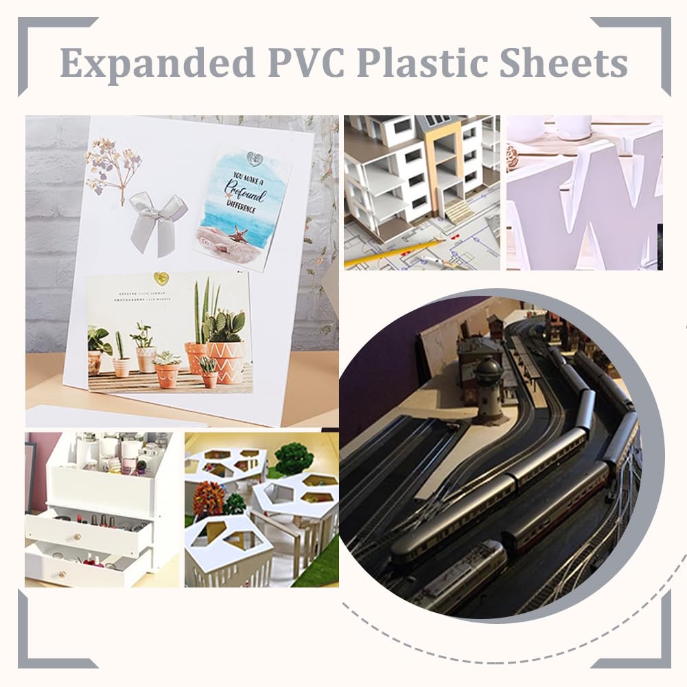 AHANDMAKER Lot de 8 feuilles en plastique PVC expansé, 30 x 20 cm, feuilles de mousse PVC blanches, papier mousse de 3 mm d'épaisseur, feuilles de carton PVC pour travaux manuels et arts,