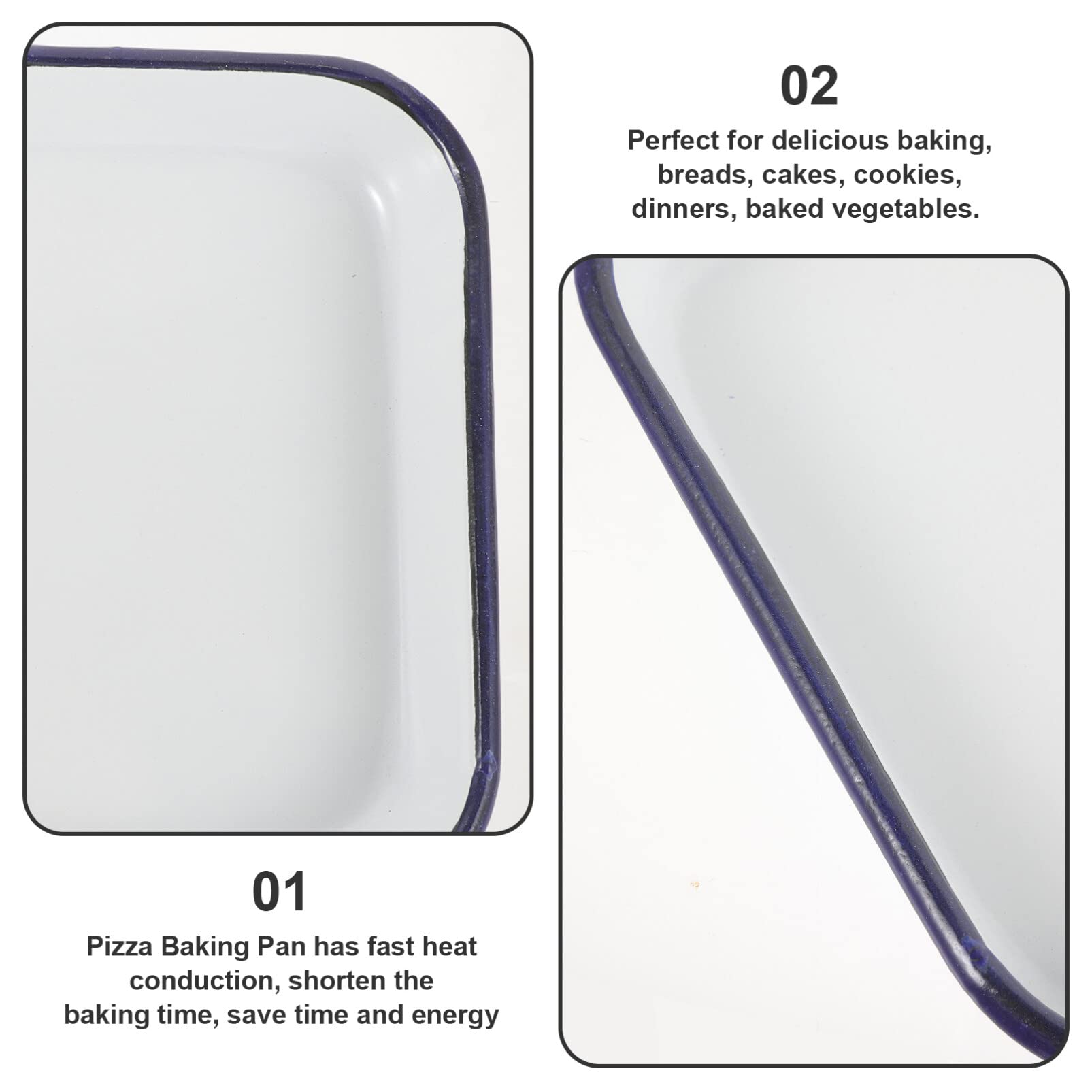 Bandeja para hornear esmaltada Bandeja rectangular para hornear Bandeja antiadherente para asar Platos para cazuela Bandeja para hornear galletas (Bianco 30x20cm)