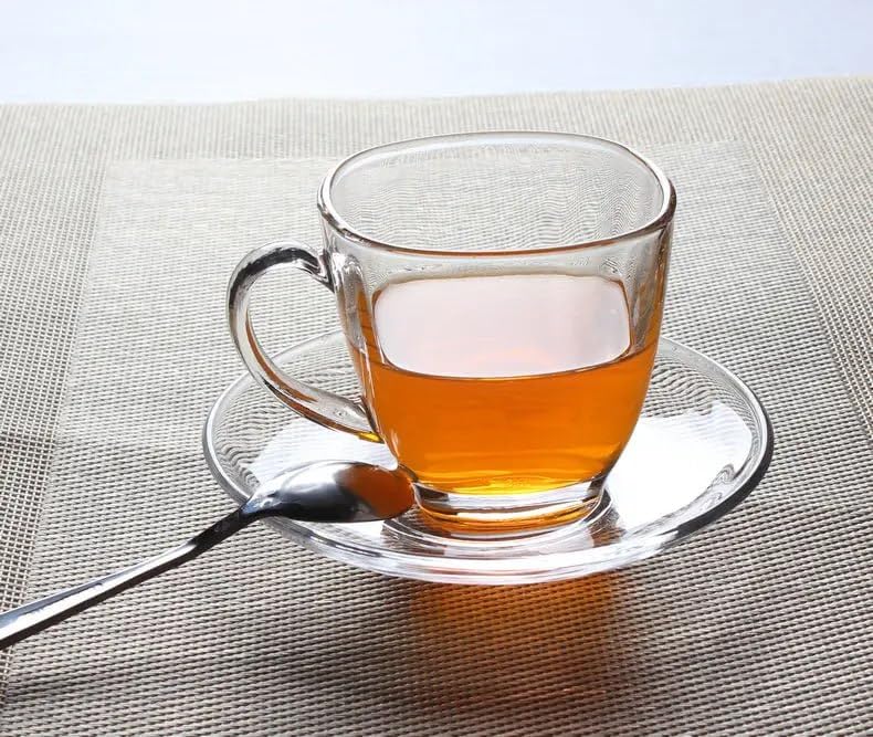 Image of Premium Glass Tea & Coffee Cups Set of 6, 250 ML Transparent Glass Mug with Handle for Coffee,Green Tea, Hot & Cold Beverages, Stylish Clear Drinking Cups for Home Kitchen Cafe (CTZ - 30)