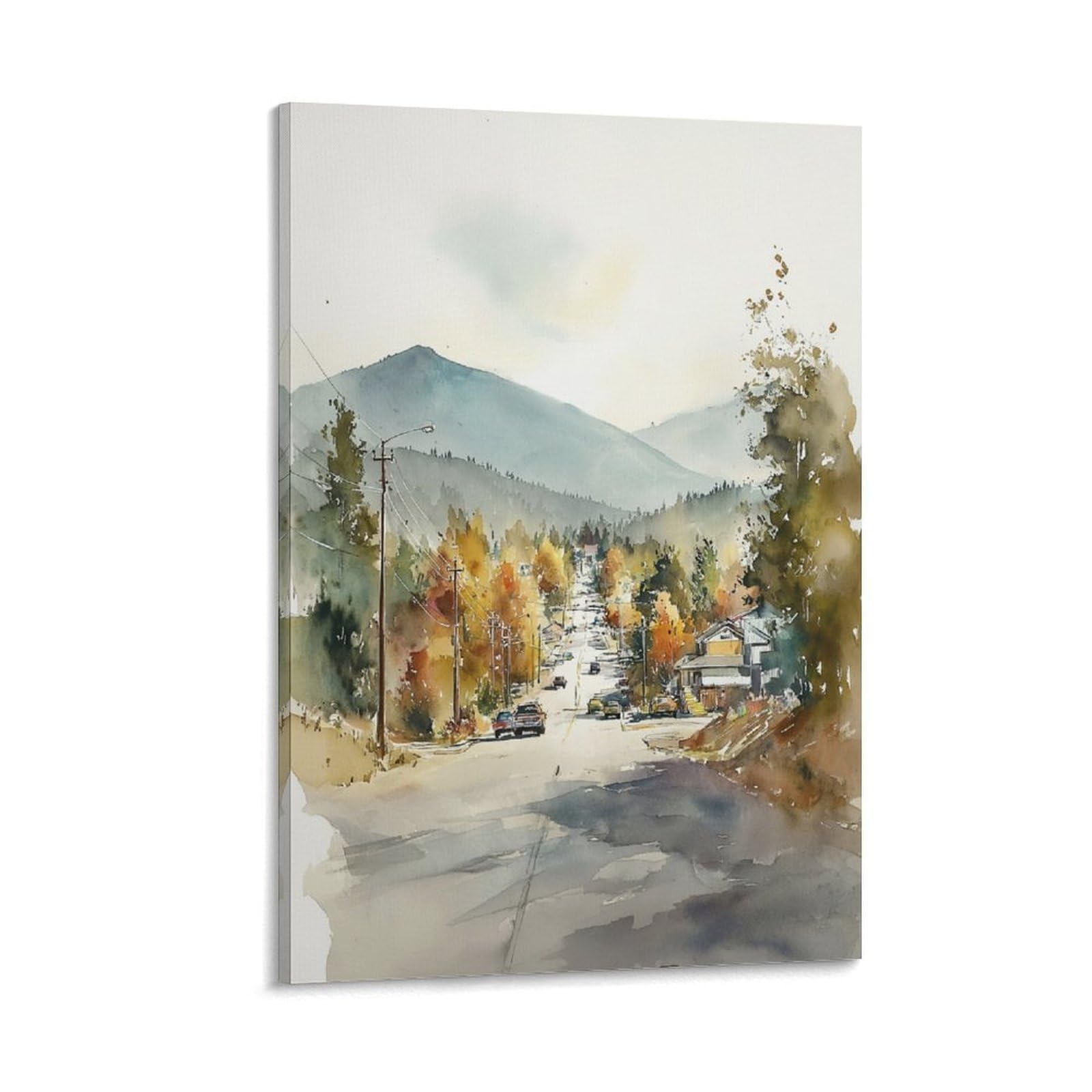 XWYMXZ Flagstaff Arizona Watercolor Art Print Scenic Travel Poster Tree 24x36inch(60x90cm) Vintage Watercolor Canvas Art