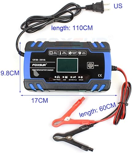 Miniatura 3 de Cargador de batería de automóvil, 12V/24V 8Amp cargador de batería automático inteligente que ofrece carga de 3 etapas, con pantalla LCD y tiene 6