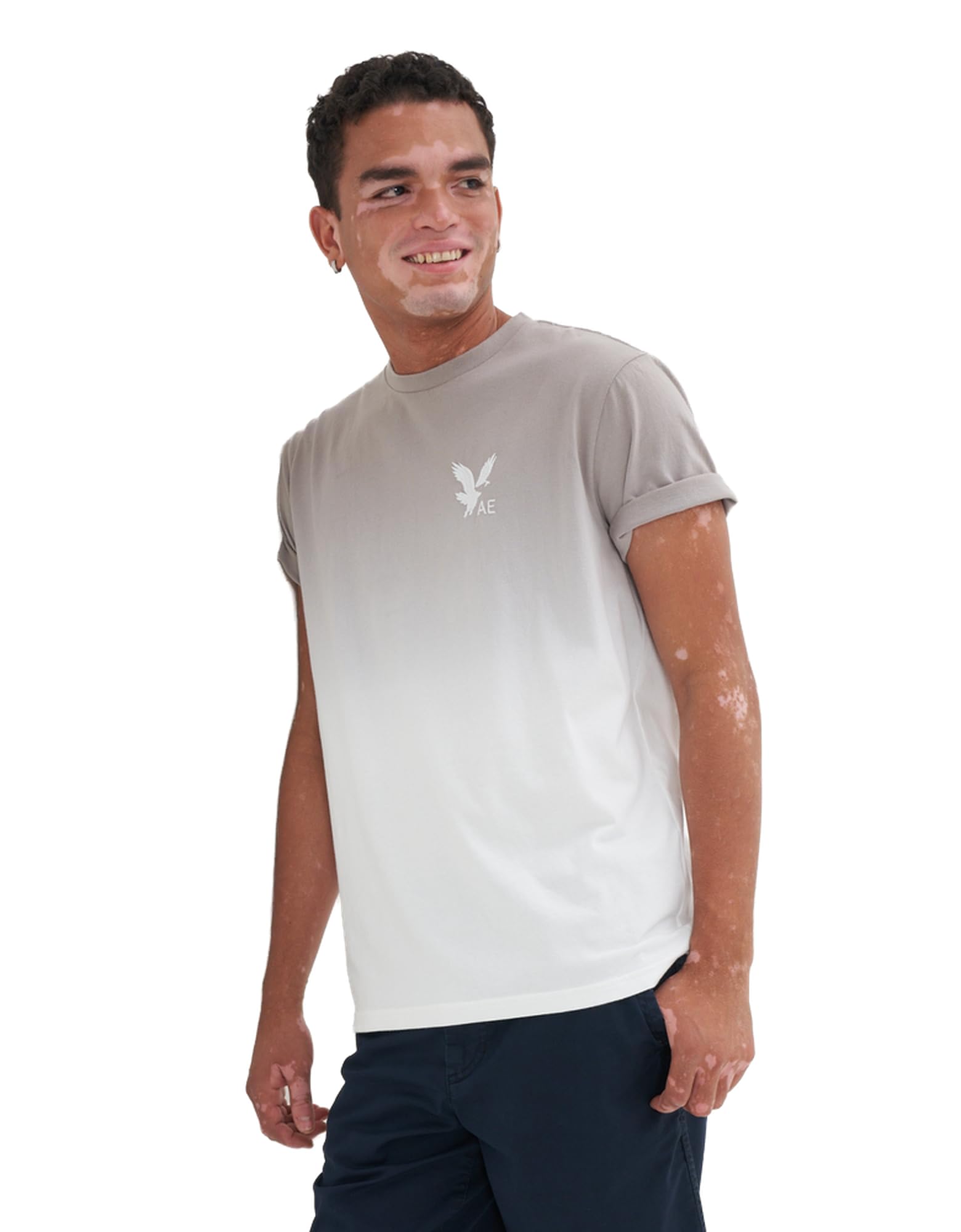 AMERICAN EAGLE Men U-0181-2770-036 Super Soft Dip-Dye Logo Graphic T-Shirt