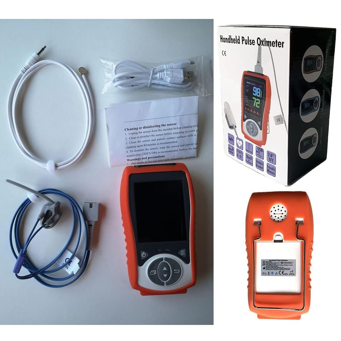 Handheld-Veterinär-Pulsoximeter, Pulsfrequenz- Und Herzfrequenzmesser, Mit Ohr-Zungen-Sensor, 2,8-Zoll-LCD-Digitalanzeige, Für Katzen, Hunde, Haustiere Krankenhaus