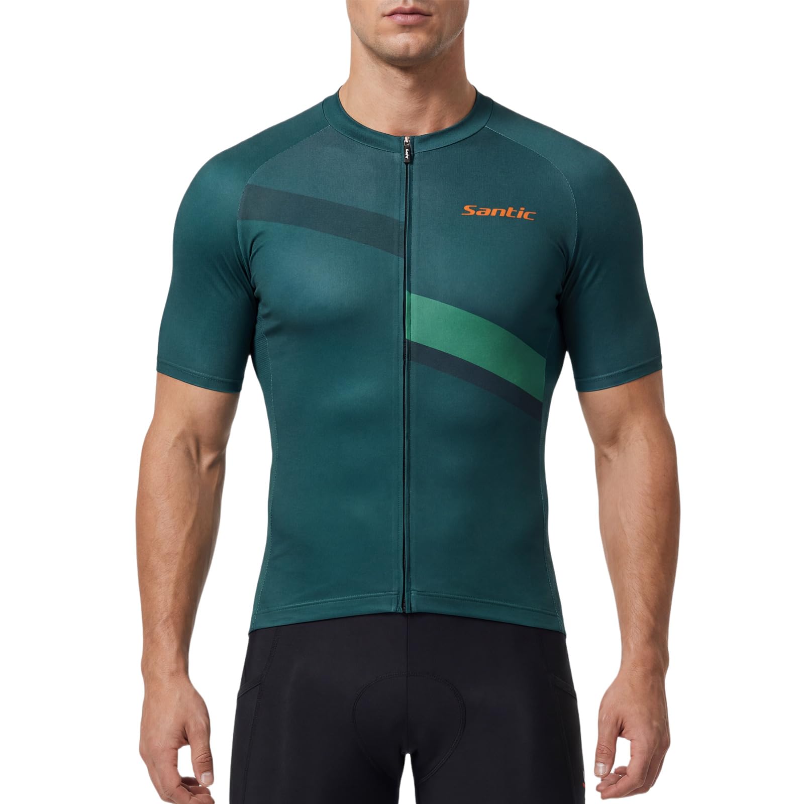 Santic Maillot de ciclismo para hombre, de manga corta, transpirable, con bolsillos traseros, para ciclismo de carretera, MTB, verano