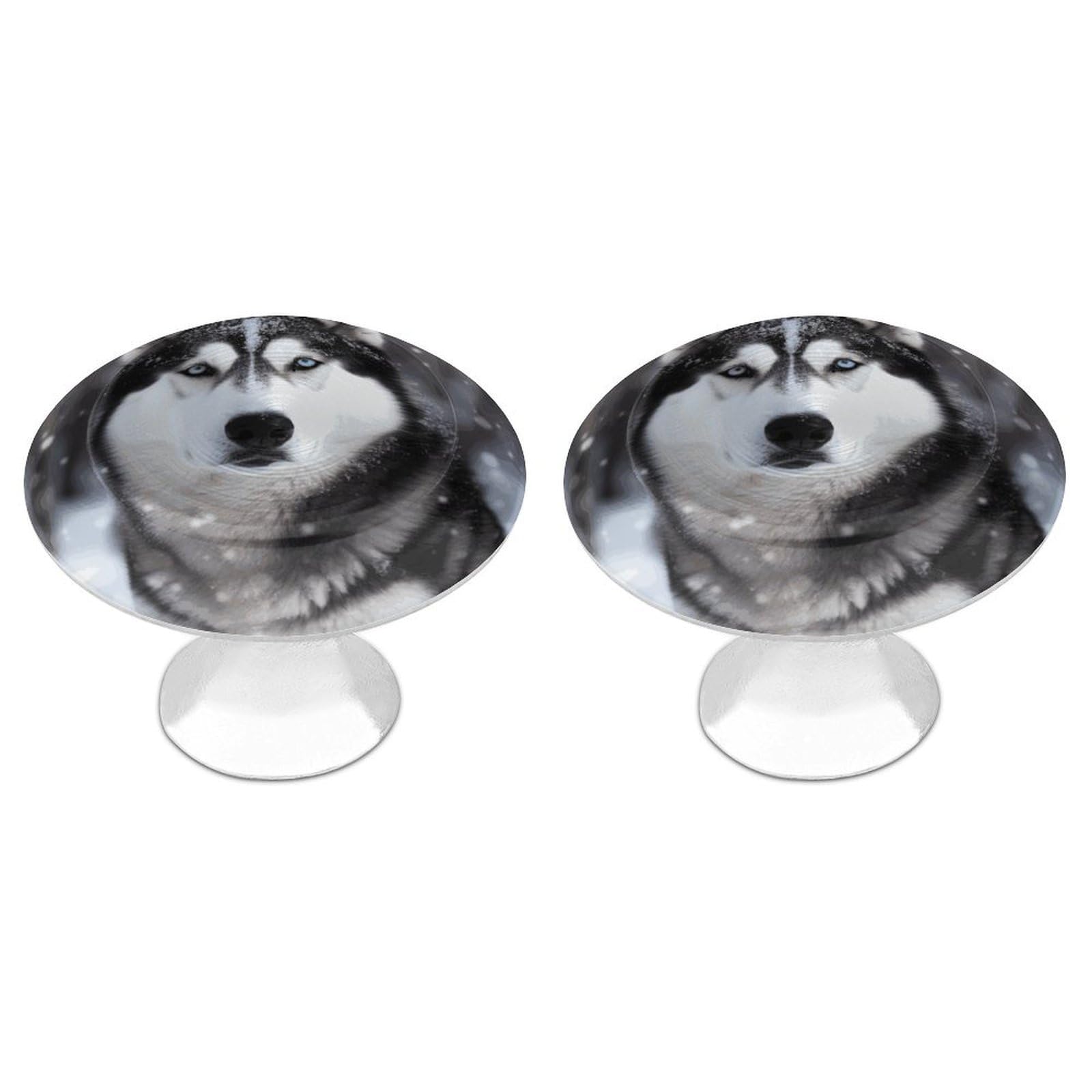 Btcowzrv Style Husky In Snow Dog 2 Pack Cabinet Knobs Drawer Pulls